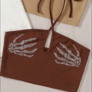 Skeleton hands crop top.